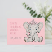 Éléphant Rose Princesse Anniversaire Merci (Debout devant)
