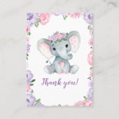 Elephant rose violet Diaper Raffle Ticket Floral (Dos)
