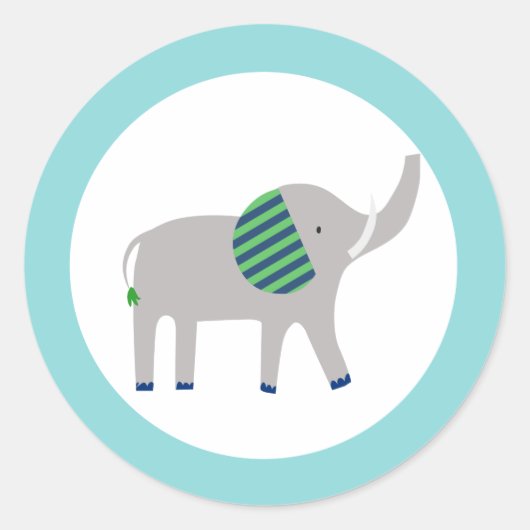 Elephant Round Favor Sticker Bright Zoo Jungle (Voorkant)