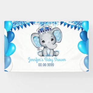 Éléphant royal avec Baby shower de bannières bl