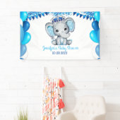 Éléphant royal avec Baby shower de bannières bleu  (En situation)