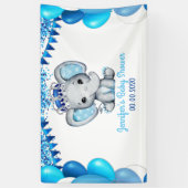 Éléphant royal avec Baby shower de bannières bleu  (Vertical)