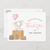 Elephant roze Baby shower per post Hartelijk dank Briefkaart (Voorkant / Achterkant)