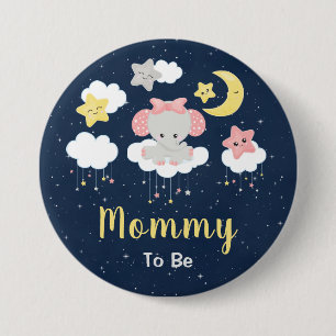 Elephant roze en marinemama worden ronde button 7,6 cm