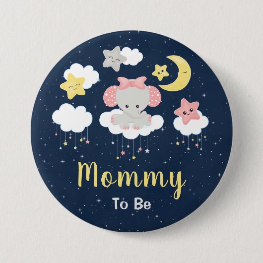 Elephant roze en marinemama worden ronde button 7,6 cm (Voorkant)