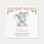 Elephant, roze Waterverf Flowers, Baby shower Servet (Voorkant)