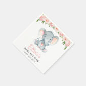 Elephant, roze Waterverf Flowers, Baby shower Servet (Hoek)