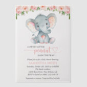 Elephant, roze Waterverf Flowers, Baby shower Vellum Uitnodigingen (Voorkant)