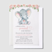 Elephant, roze Waterverf Flowers, Baby shower Vellum Uitnodigingen (Offset)