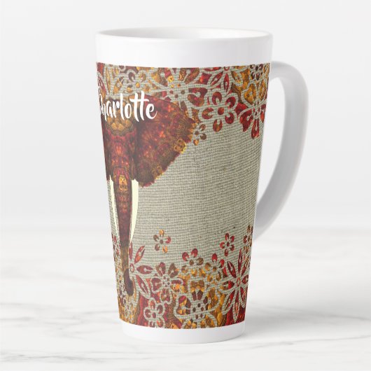 Elephant  Rustige kleuren, op maat gemaakt Latte Mok (Rechterhoek)