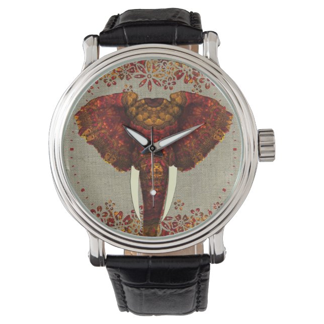 Elephant  Rustige kleuren Stijlvol Horloge (Voorkant)