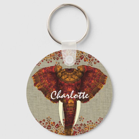 Elephant  Rustige kleuren Stijlvol Sleutelhanger (Voorkant)
