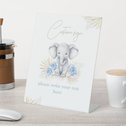 Elephant Safari Boho Baby shower bleu Panneau pers (In SItu)