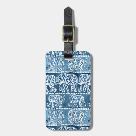 ELEPHANT SAFARI Boho Tribal Indigo  Bagagelabel (Voorkant verticaal)