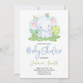 Elephant Safari Boy Baby shower Invitation (Devant)