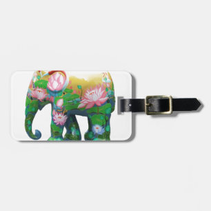Elephant Safari Oerwoud Africa Flowers personalise Bagagelabel