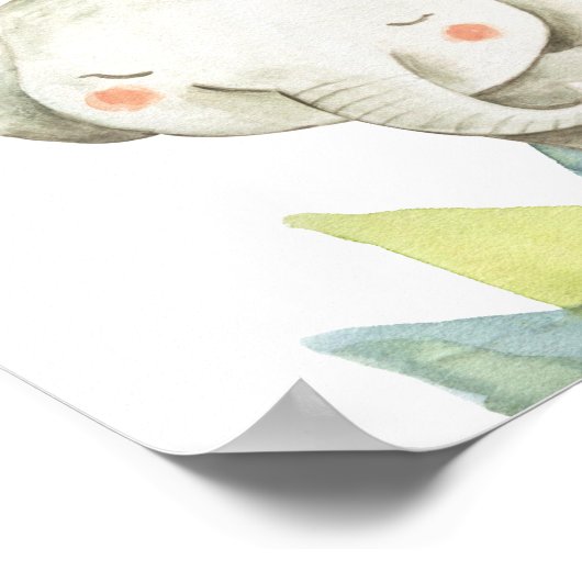 Elephant Safari Oerwoud Baby Nursery Print (Hoek)