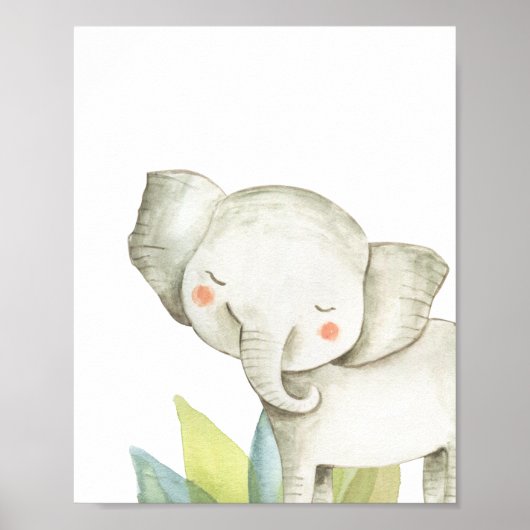 Elephant Safari Oerwoud Baby Nursery Print (Voorkant)