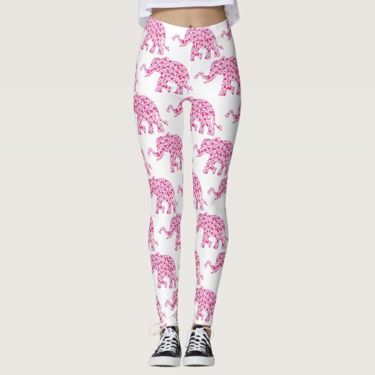 Elephant samengesteld uit roze harten leggings (Voorkant)