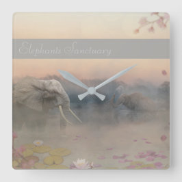 Elephant sanctuary vierkante klok