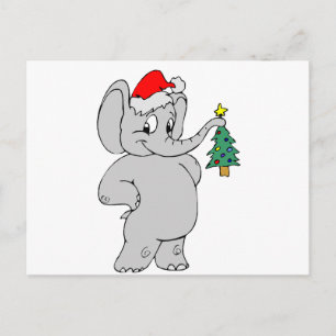 Elephant (Santa Hat) Feestdagenkaart