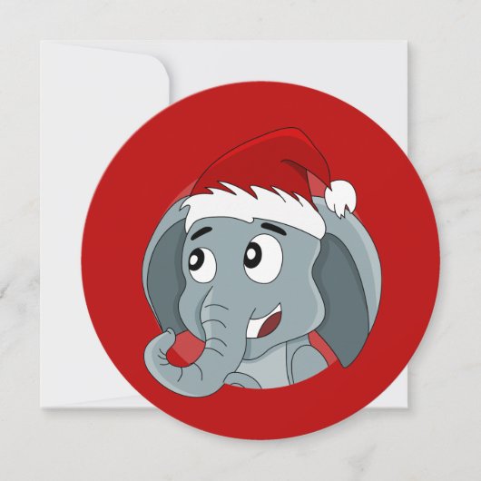 Elephant Santa kerstfeestfeest — gedrukte uitnodig Kaart (Voorkant)