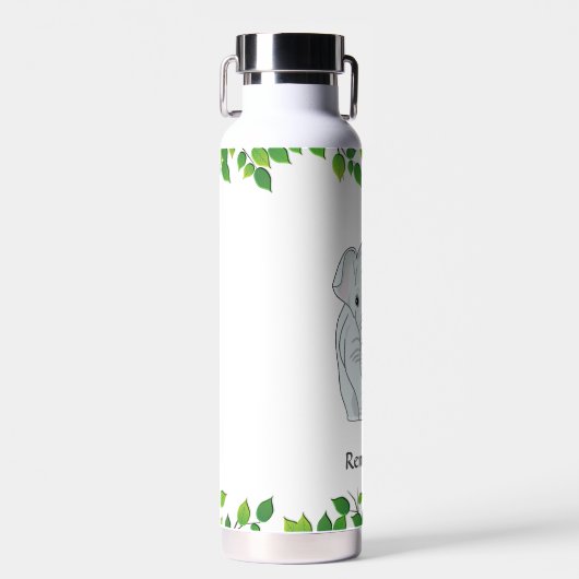 Eléphant sauvage mignon sur bouteille d'eau blanch (Avant)