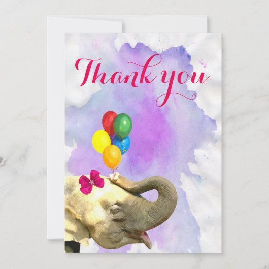 Elephant schattige oerwoud dierlijk waterverf beda bedankkaart (Voorkant)