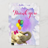 Elephant schattige oerwoud dierlijk waterverf beda bedankkaart (Voorkant / Achterkant)