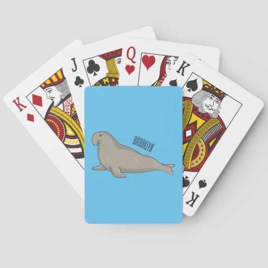 Elephant seal cartoon illustration pokerkaarten (Achterkant)