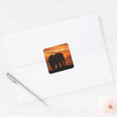 Elephant Silhouette at Sunset Vierkante Sticker (Envelop)