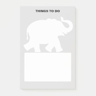 Elephant Silhouette over lichte grijze dingen om t Post-it® Notes
