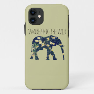 Elephant Silhouette Wanderlust Daisy Hipster Girly iPhone 11 Hoesje