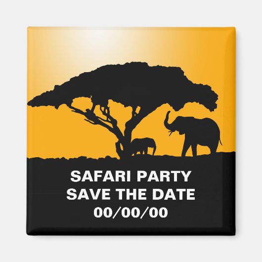 Elephant Silhouettes op Sunset Save-the-Date Magneet (Voorkant)