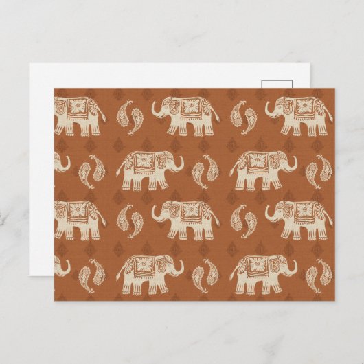 Elephant Sinaasappel Caravan Pattern Briefkaart (Voorkant / Achterkant)