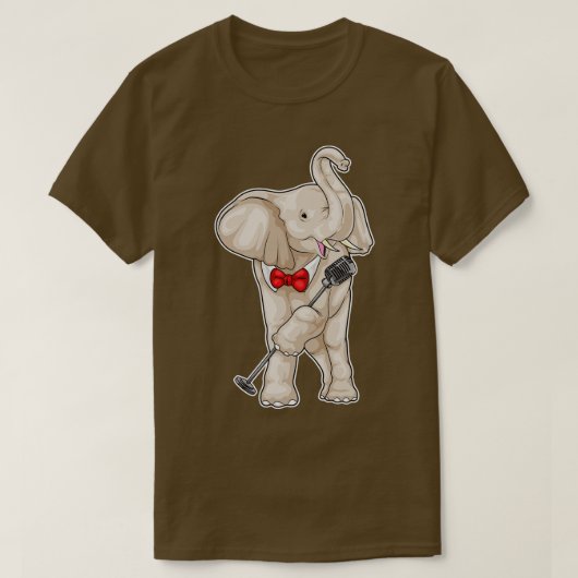 Elephant Singer Microfoon Muziek T-shirt (Design voorkant)