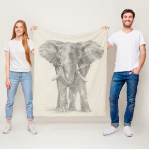 Elephant Sketch Fleece Deken