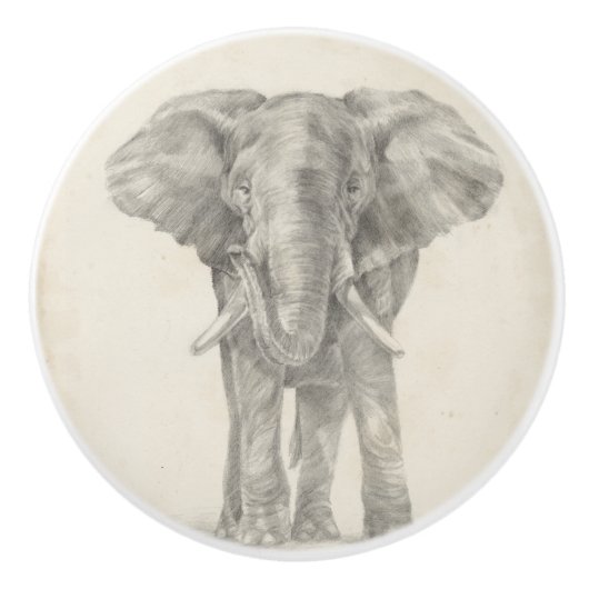Elephant Sketch Keramische Knop (Voorkant)