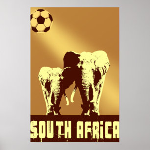 Elephant soccer Safari South Africa Sunset Ball Poster