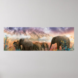 ELEPHANT SPIRITS VAN Mount Kilimanjaro Poster