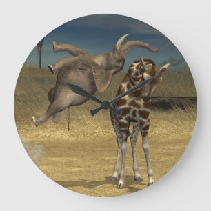 Elephant springt over Giraffe Grote Klok