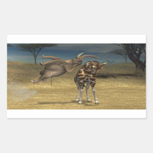 Elephant springt over Giraffe Rechthoekige Sticker