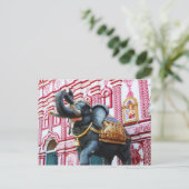 Elephant statue buiten de tempel, Sirsi Briefkaart (Staand voorkant)