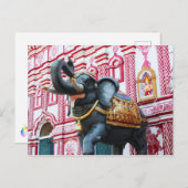 Elephant statue buiten de tempel, Sirsi Briefkaart (Voorkant / Achterkant)