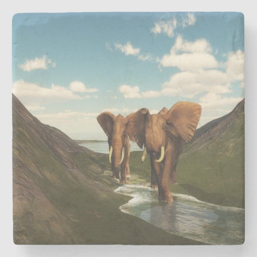 Elephant Stenen Onderzetter (Voorkant)