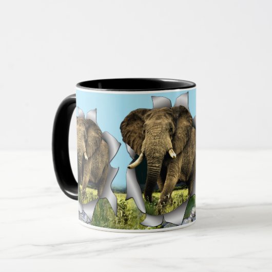 Elephant Steving Through Paper Mok (Voorkant links)