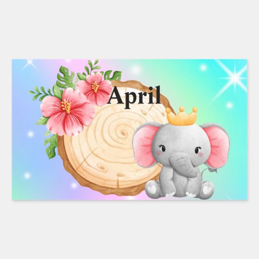 Elephant-sticker personaliseren rechthoekige sticker (Voorkant)
