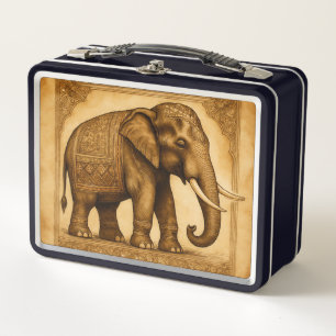 Elephant  stijl, Antiek, metalen lunchbox
