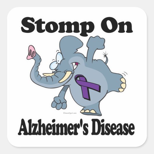 Elephant Stomp on Alzheimer Disease Vierkante Sticker (Voorkant)