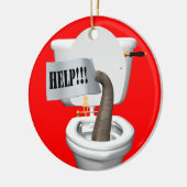 Elephant Stuck in Toilet Keramisch Ornament (Links)